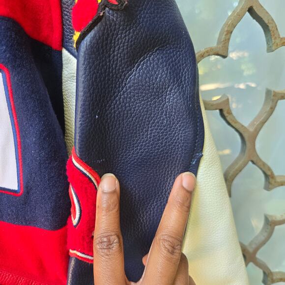 NWT Opening Ceremony Unisex Russia Varsity Jacket L Red Flag Patch Wool Leather - Picture 6 of 12